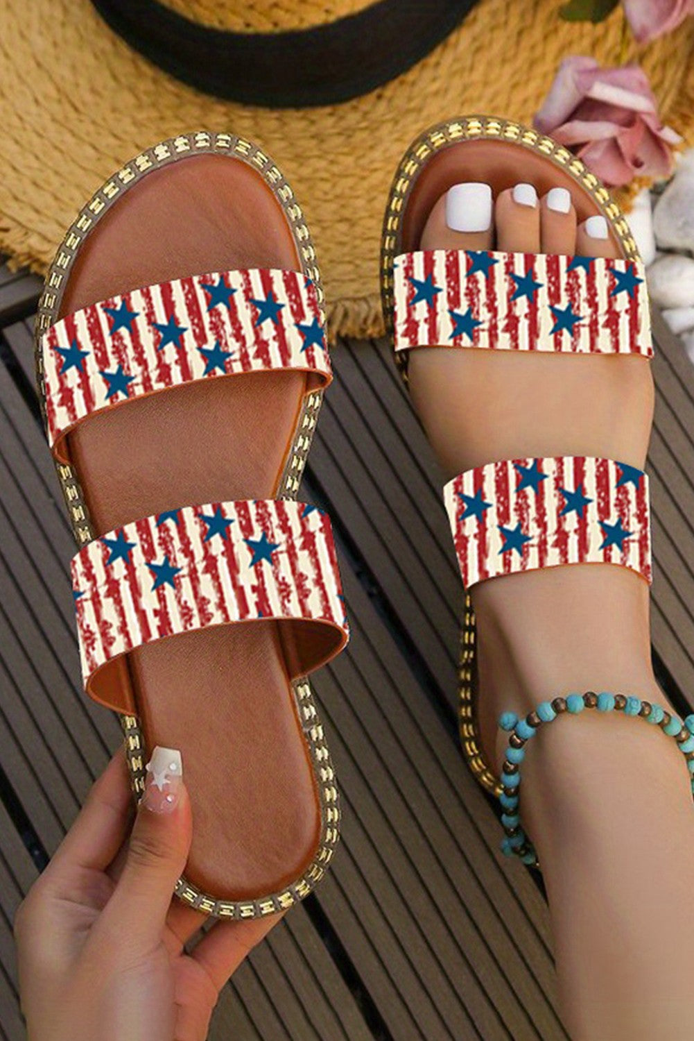 2 Strap Flag Sandals – The Snooki Shop