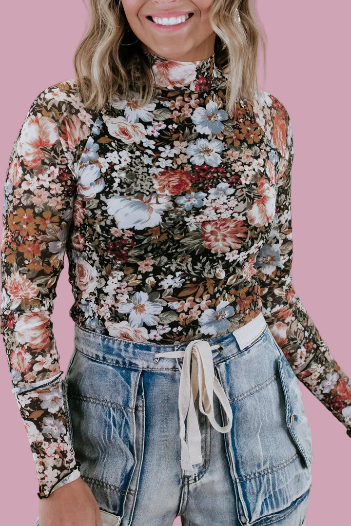 Floral Mock Neck Top