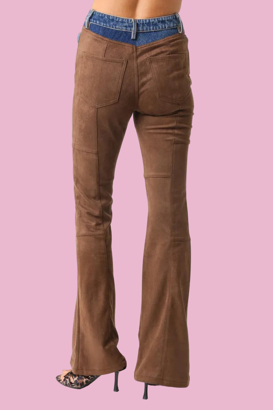 Brown Suede Flare Pants