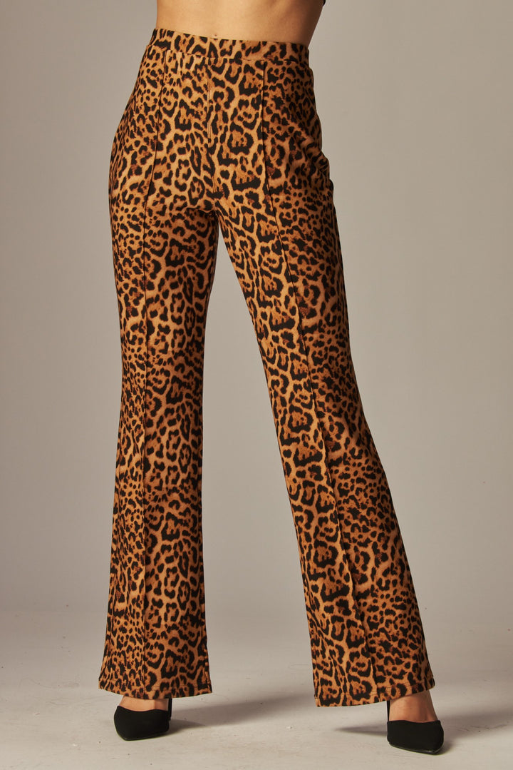 Leopard Pintuck Pants
