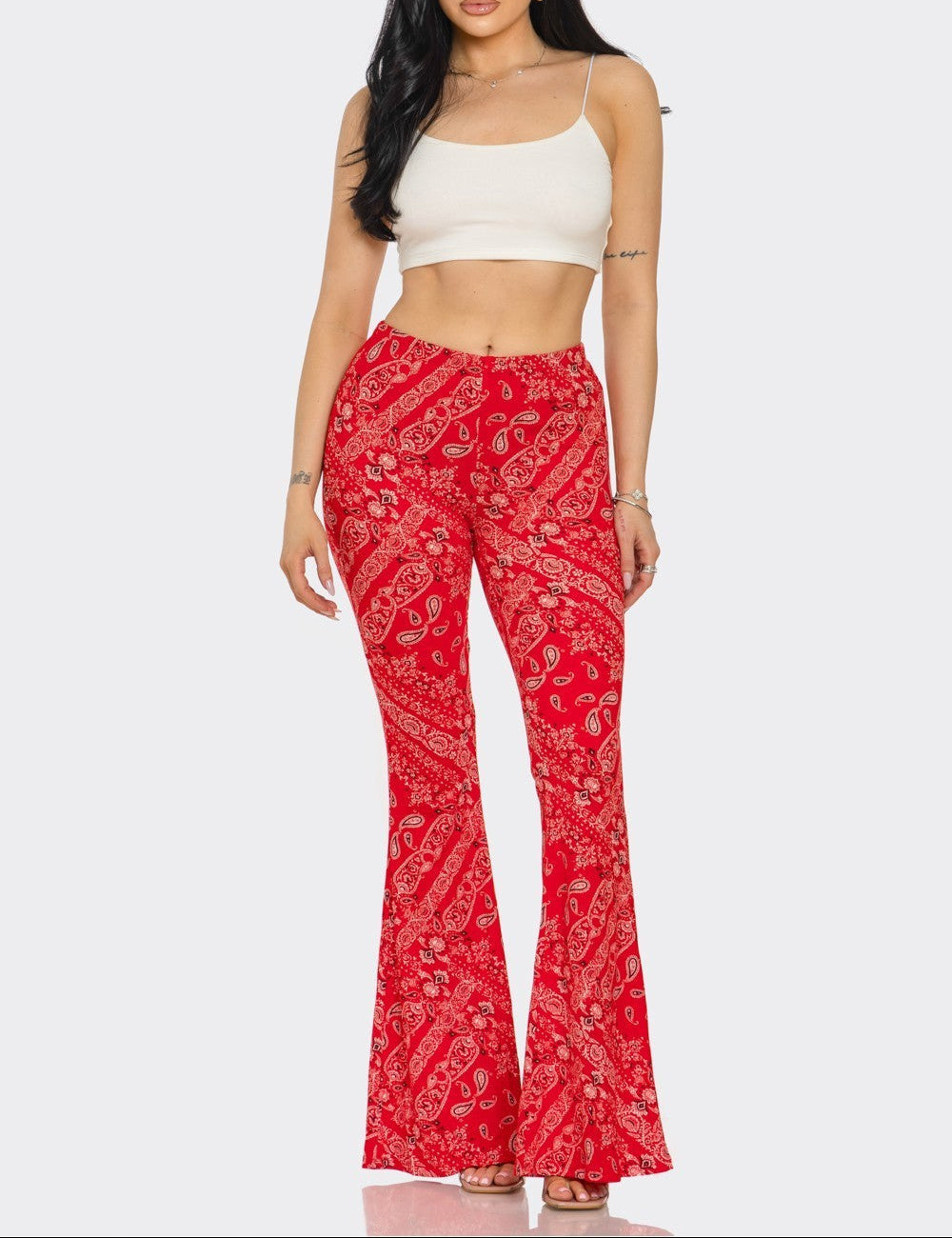 High Waist Paisley Flairs