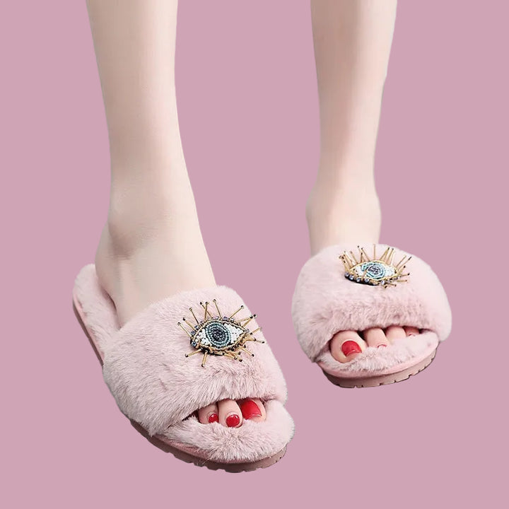 Evil Eye Tassel Slippers