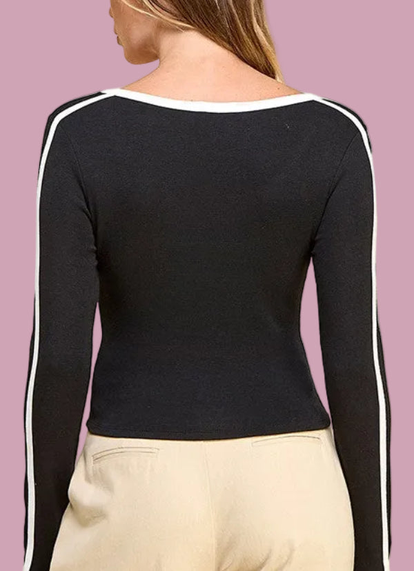 Contrast Crew Neck Top