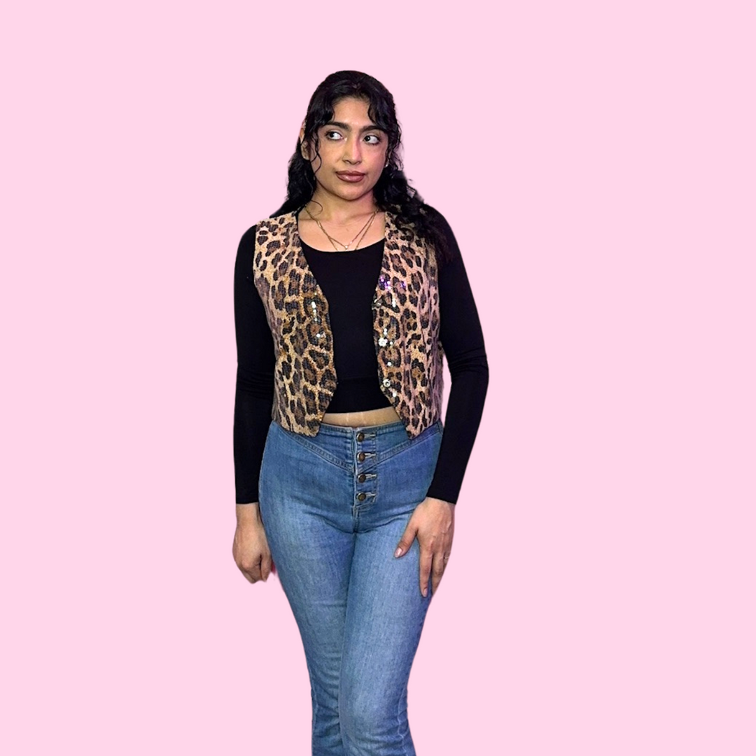 Sequin Leopard Vest