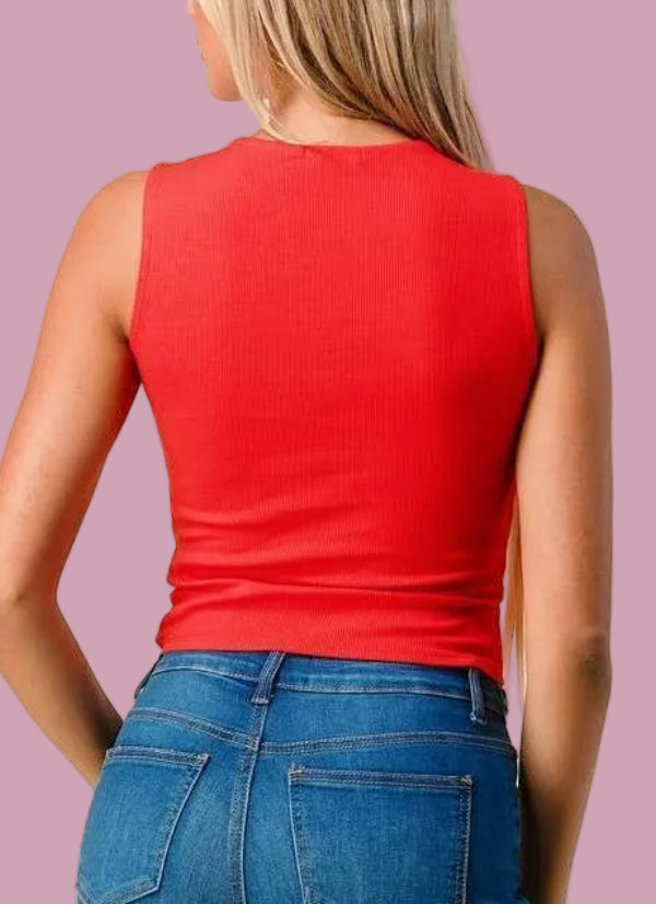 Rib Knit Cutout Tank