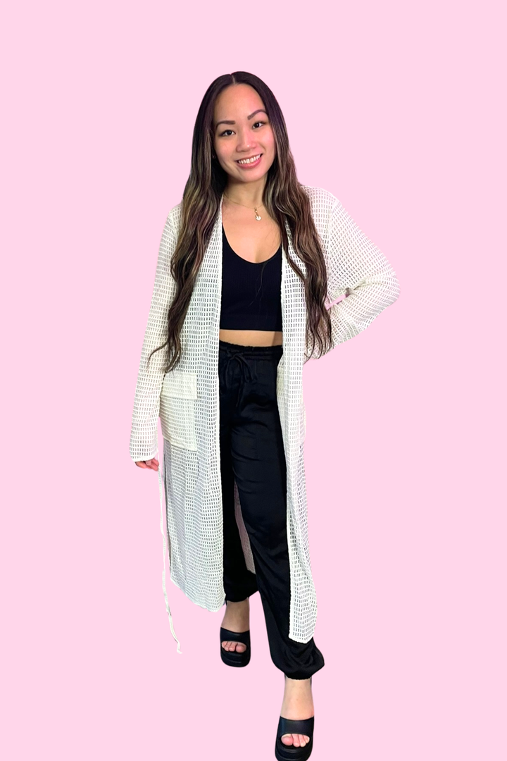 Long Sleeve Fishnet Cardigan