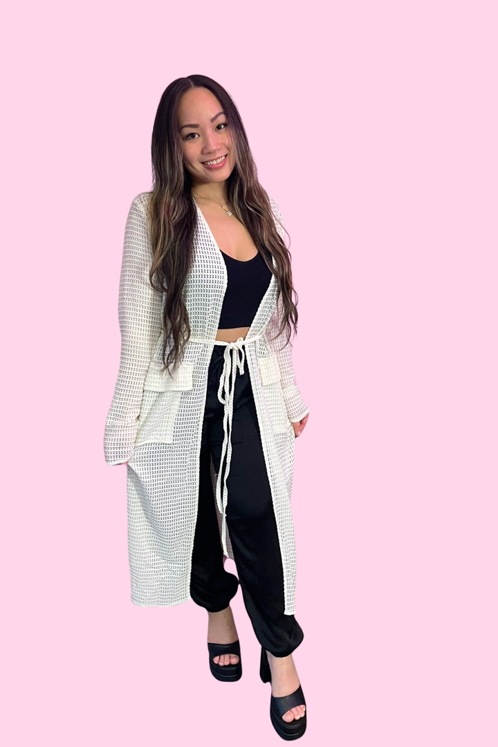 Long Sleeve Fishnet Cardigan