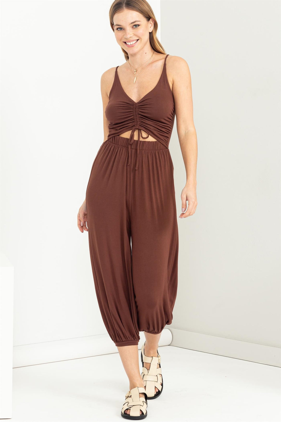 Cut Out Ruched Jumpsuit