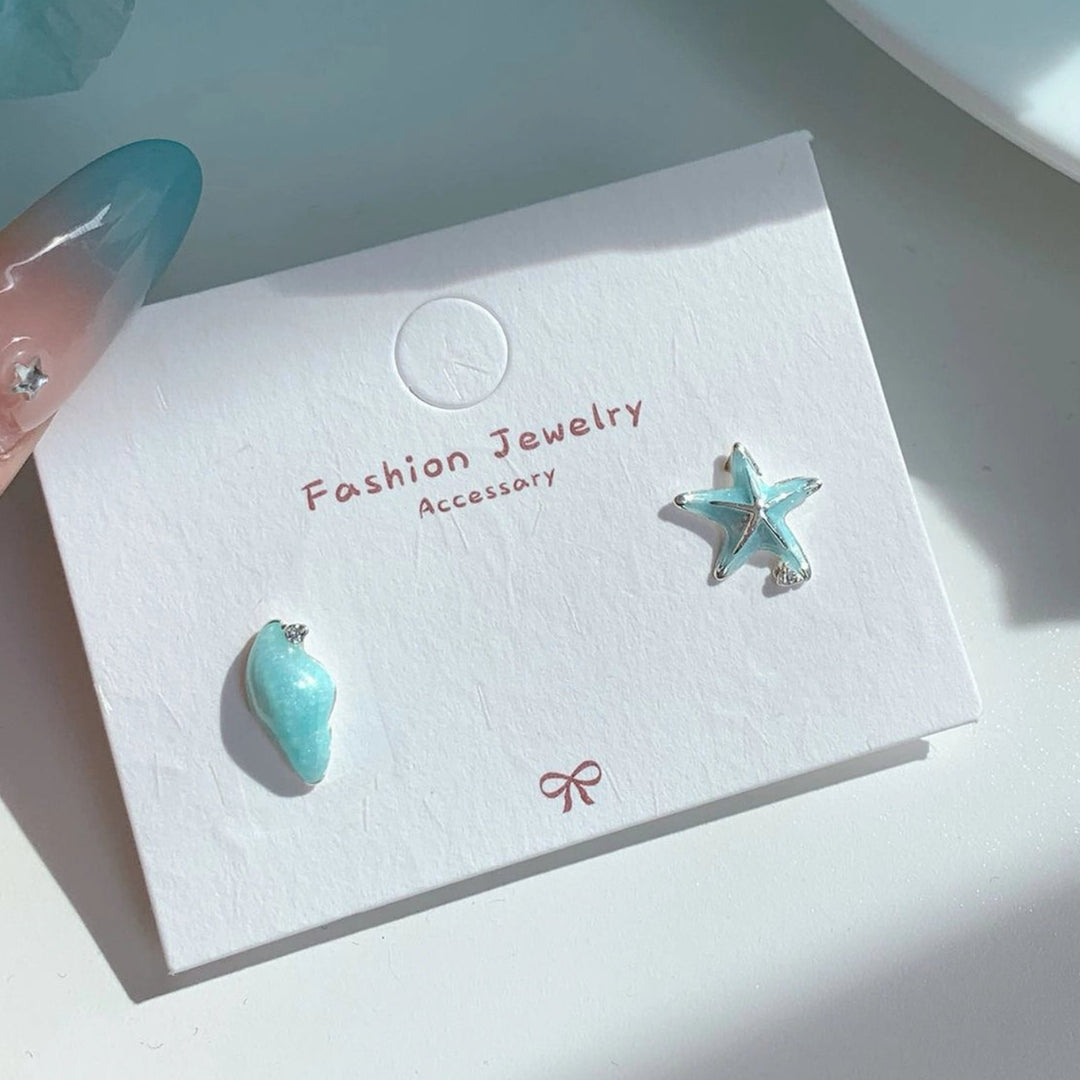 Teal Shell Stud Earrings