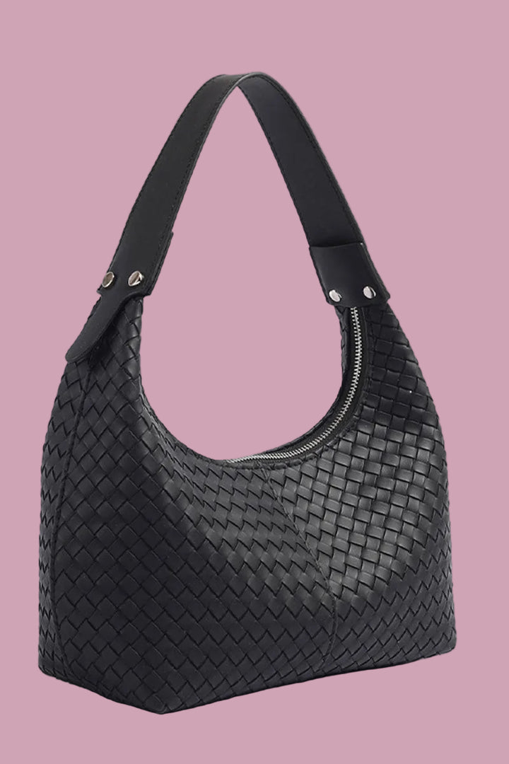 Black Woven Shoulder Bag