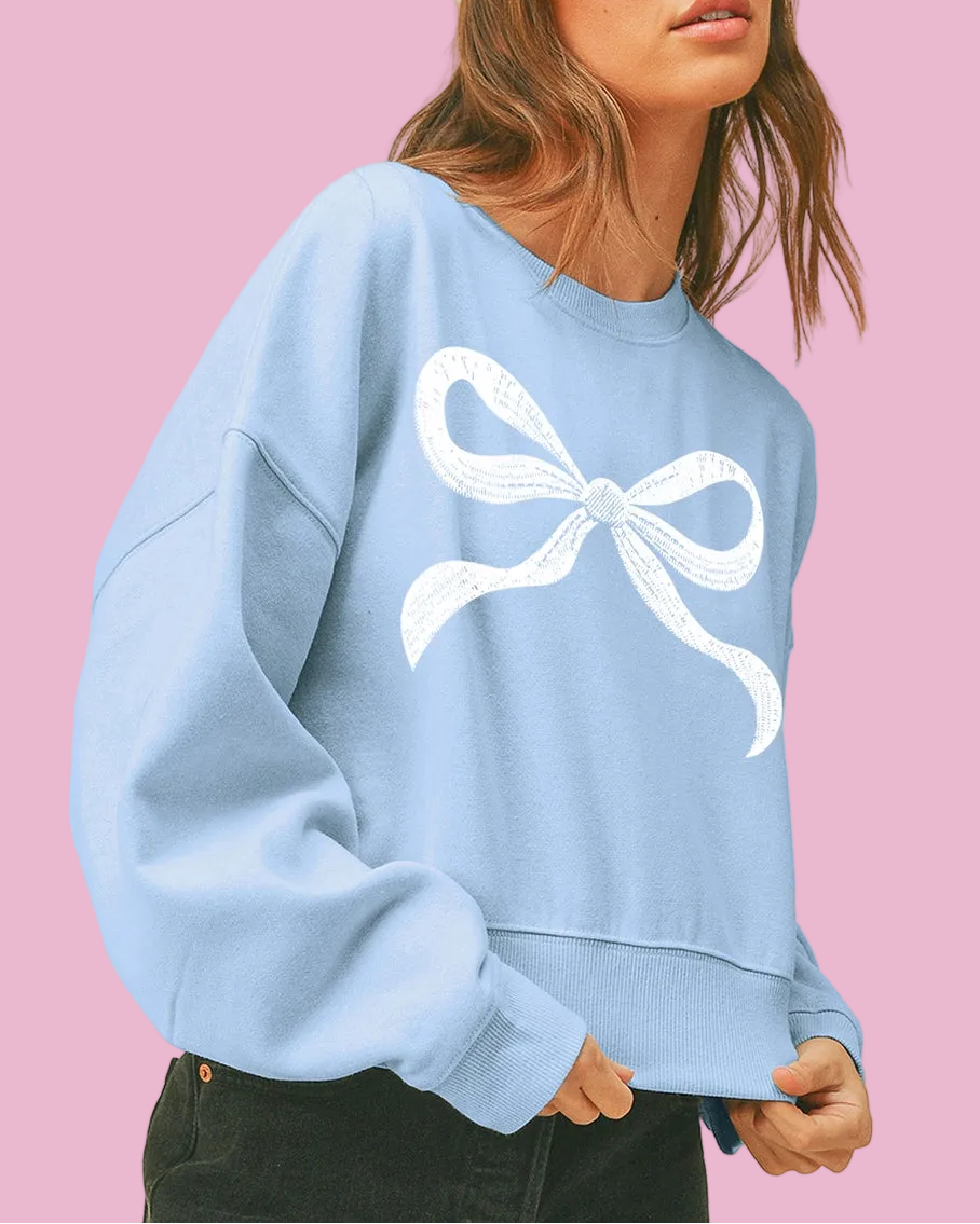 Blue Bow Crewneck