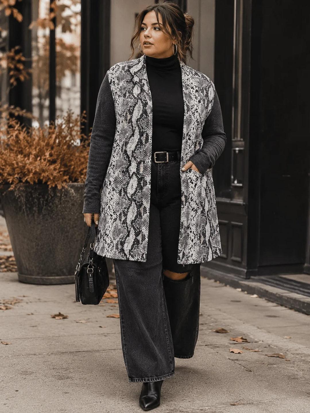 Plus Snake Print Cardigan