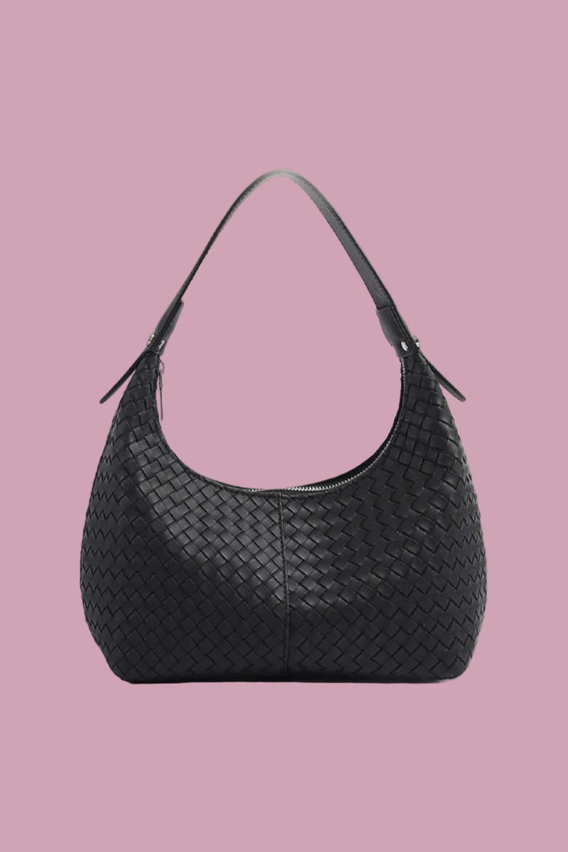 Black Woven Shoulder Bag