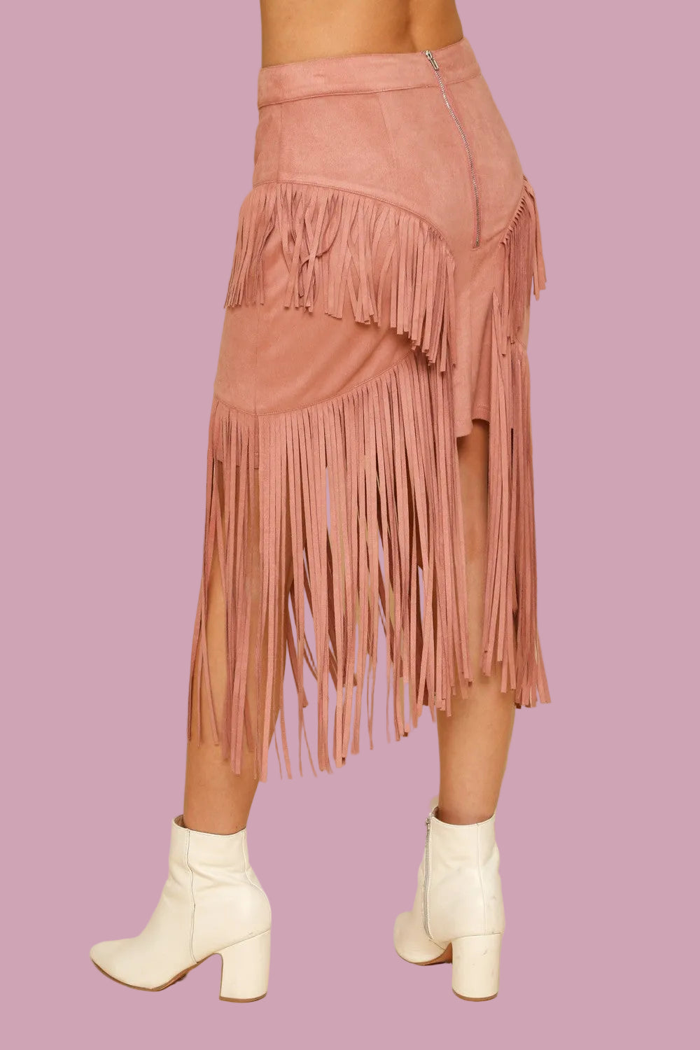 Suede Fringe Skirt