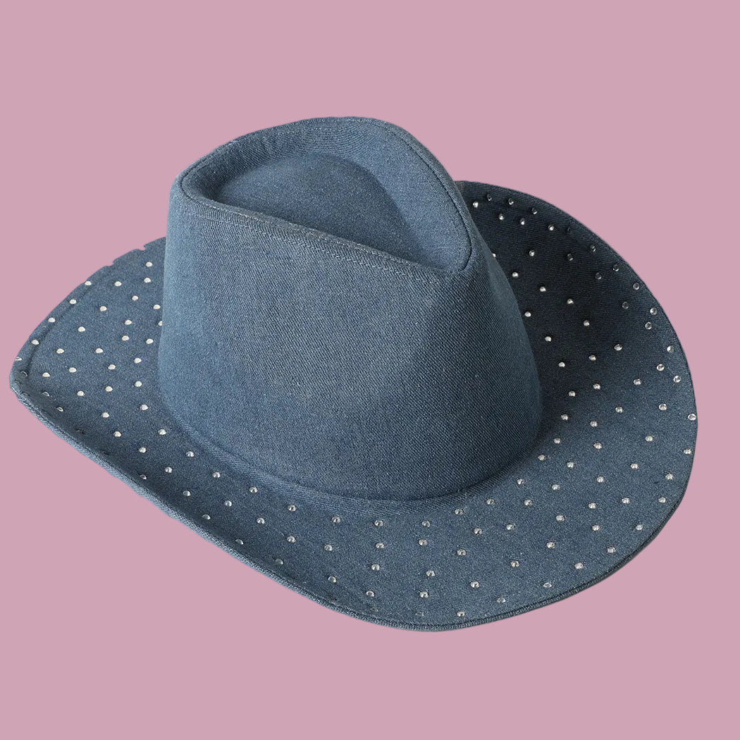Embellished Denim Cowboy Hat