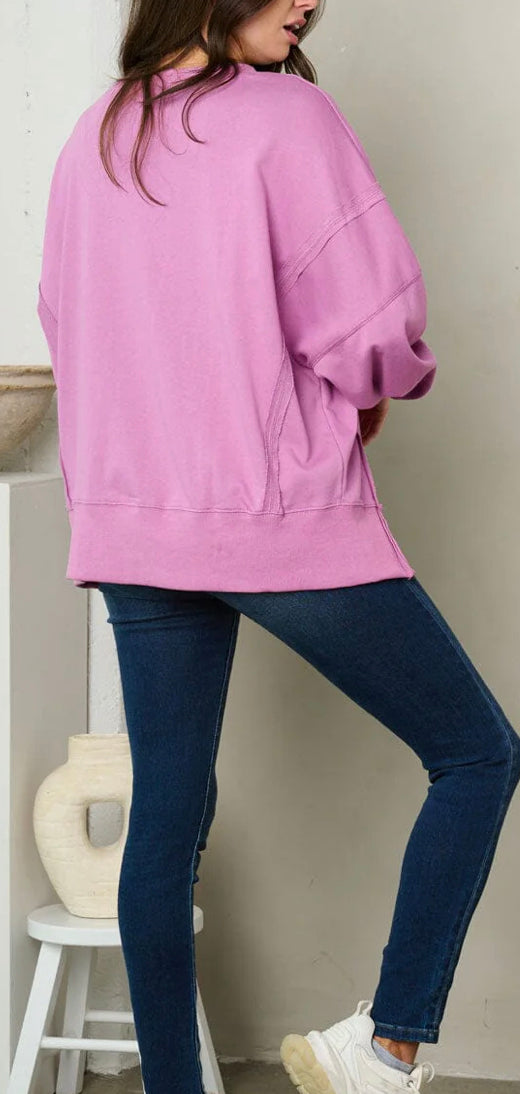 Pink Self Love Slit Sweatshirt