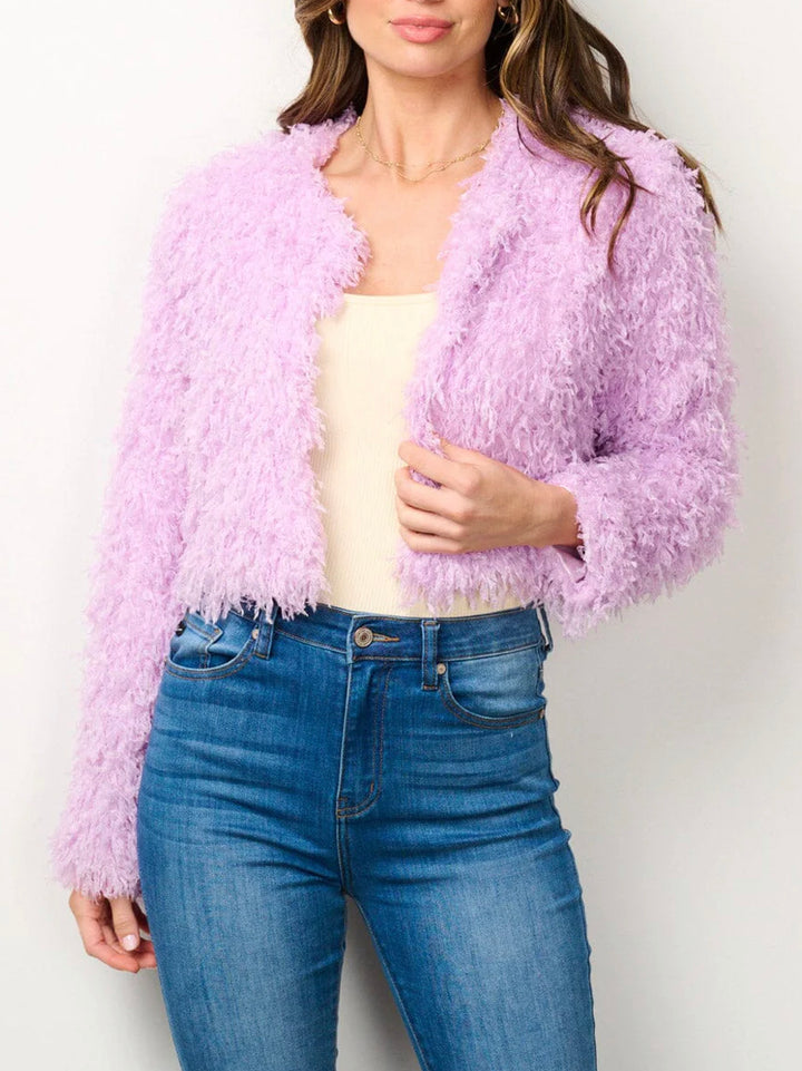 Lavender Fuzzy Crop Blazer