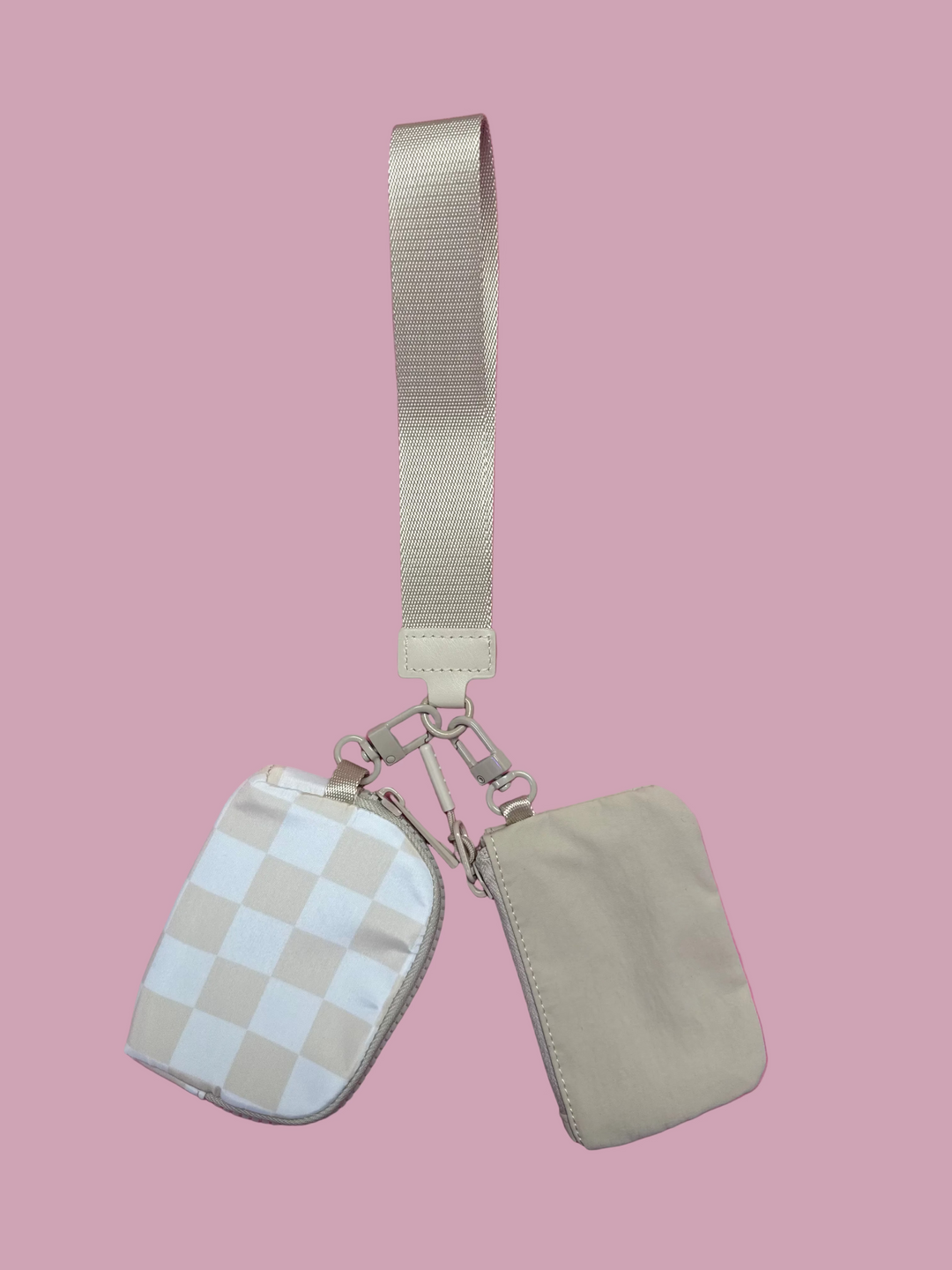 Checkered Dual Pouch Wristlet