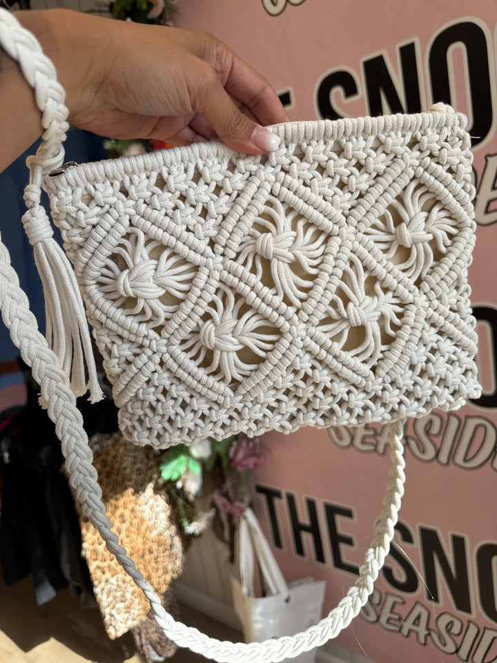 Ivory Crochet Crossbody Bag