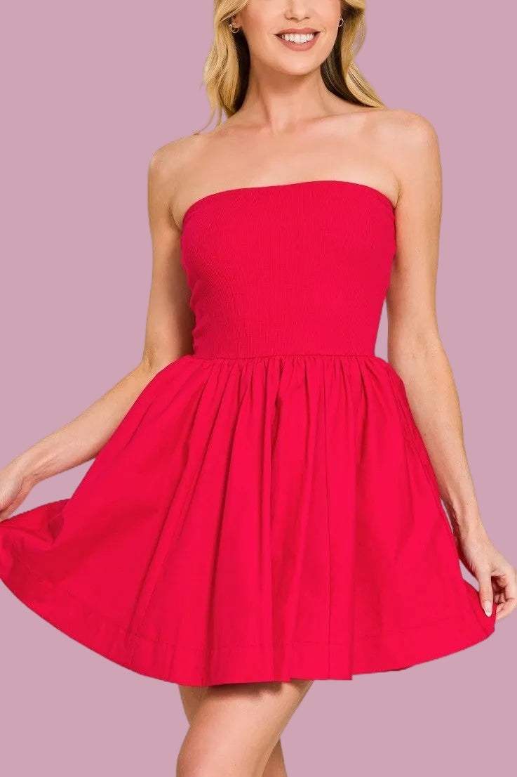 Red Tube Flare Dress