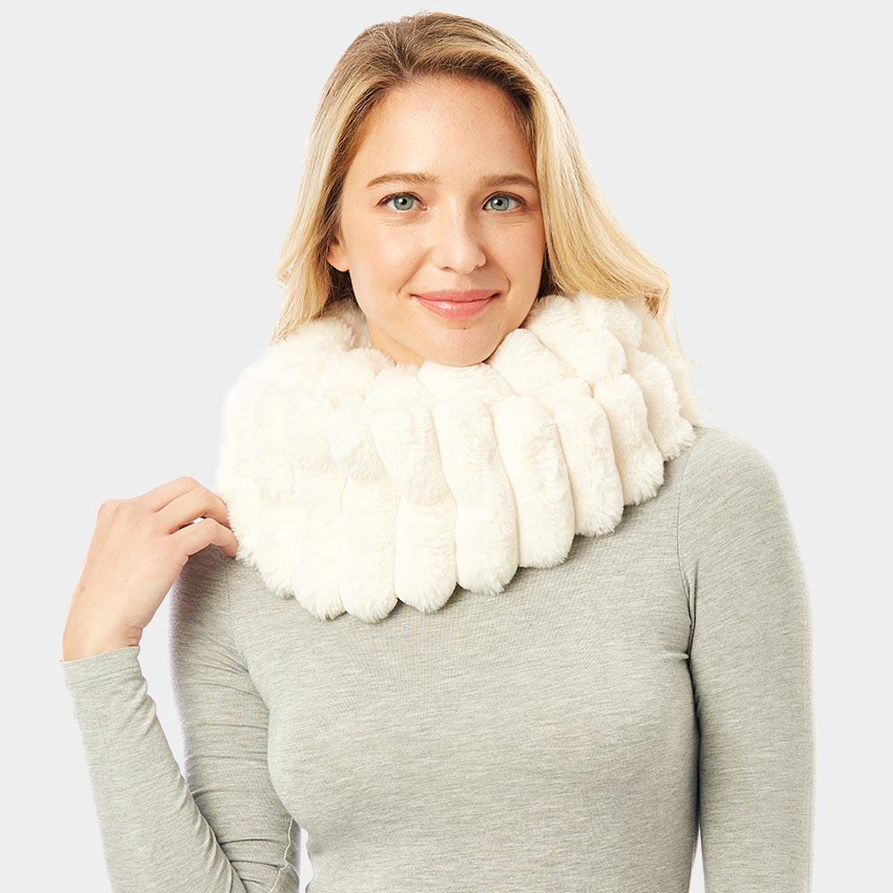 Ivory Faux Fur Infinity Scarf