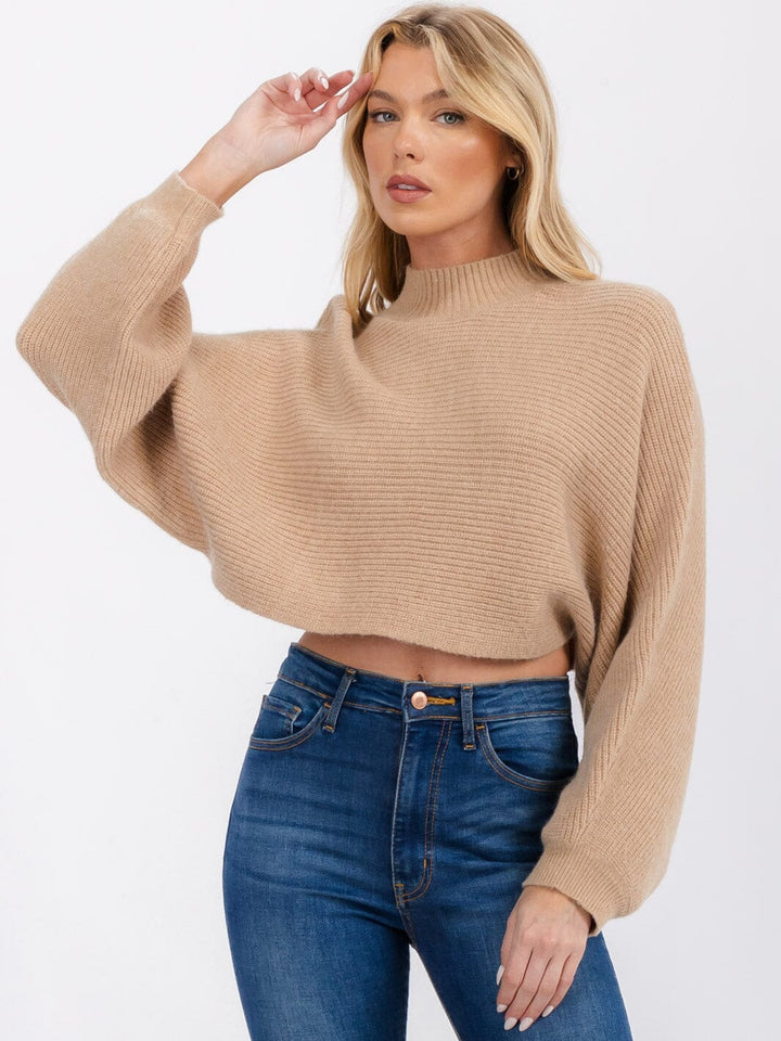 Mock Neck Crop Sweater