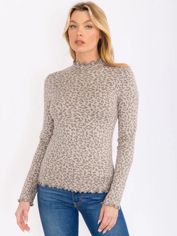 Mock Neck Leopard Long Sleeve