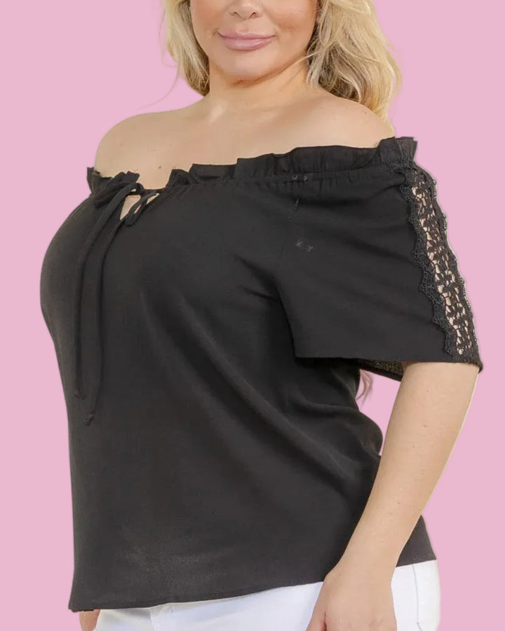 Plus Lace Off The Shoulder Top