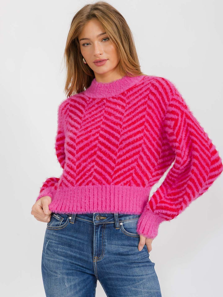 Pink Strip Fuzzy Sweater