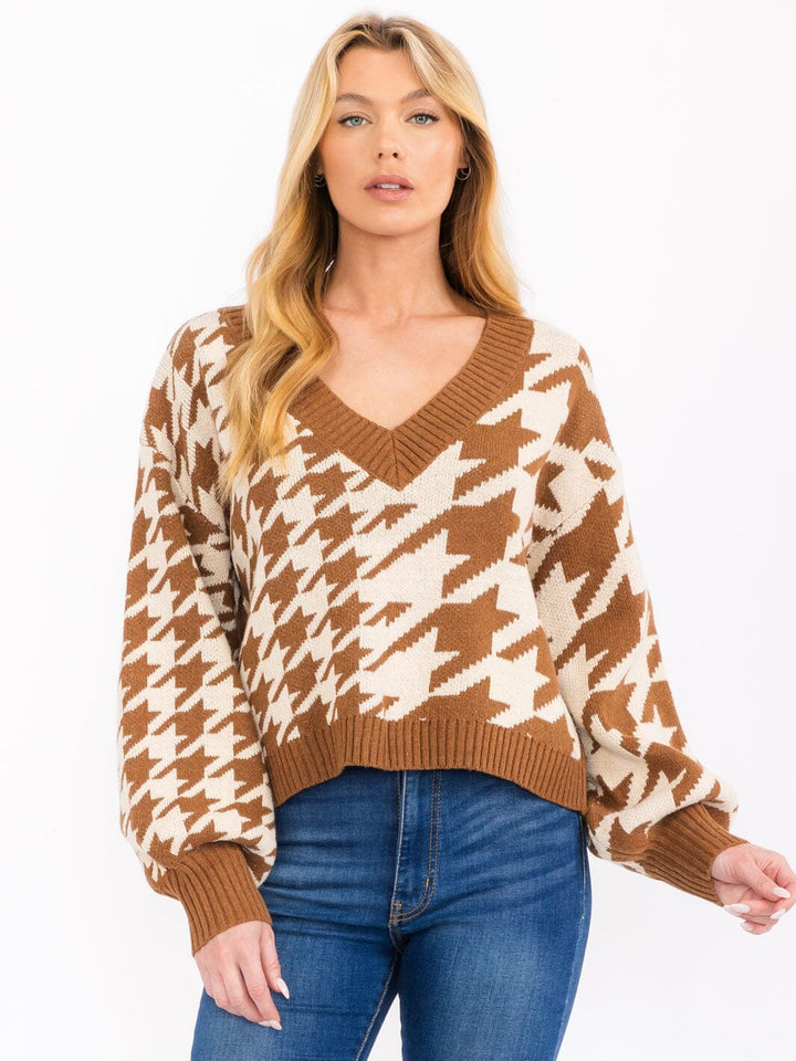 Camel Houndstooth Sweater