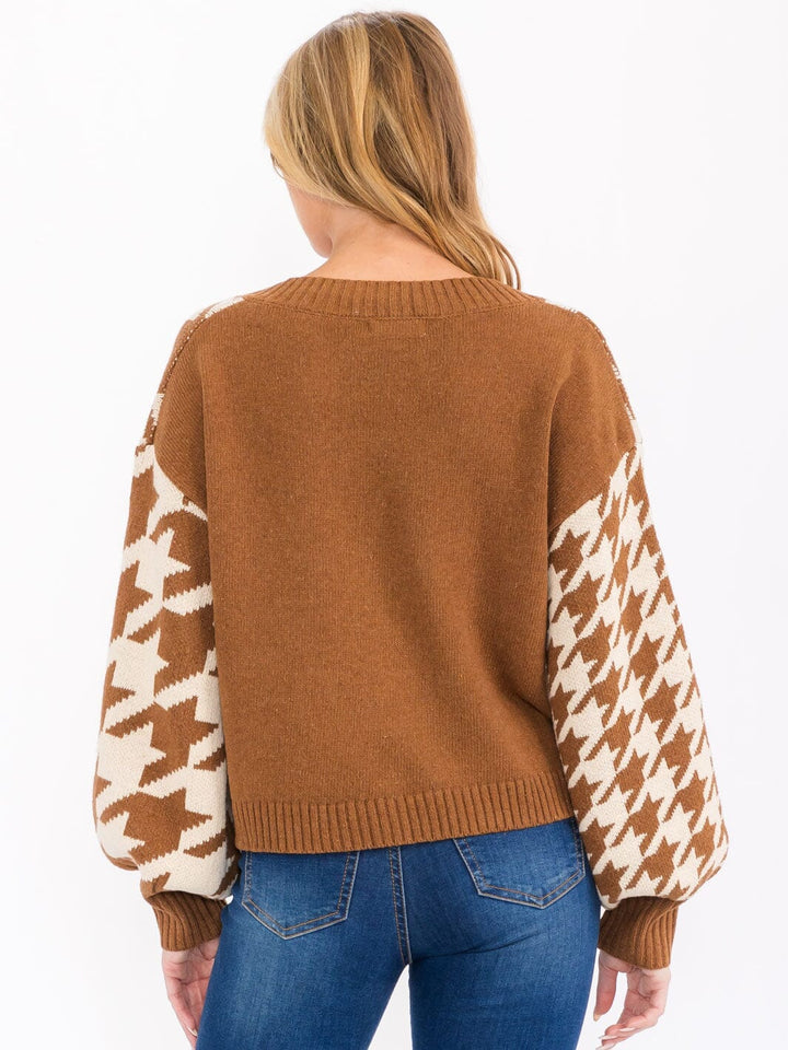 Camel Houndstooth Sweater