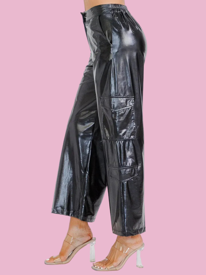 Metallic Wide Leg Pants