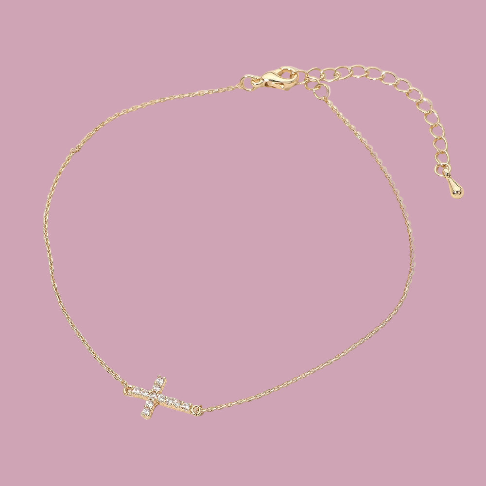Stone Cross Anklet