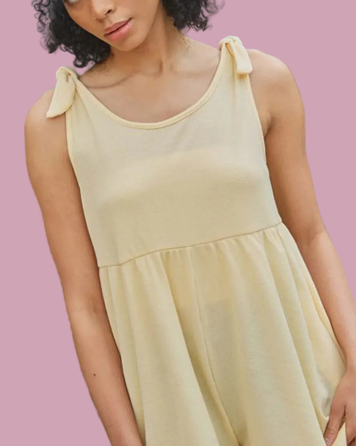 Yellow Waffle Romper