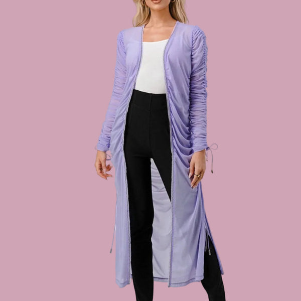 【SANTAKU】shear mesh cardigan Long Sleeve Ruched Mesh Cardigan – The Snooki Shop