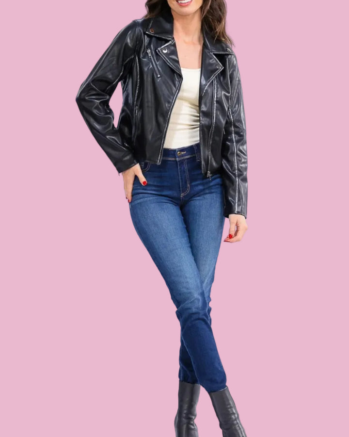Edgy Star Pleather Jacket