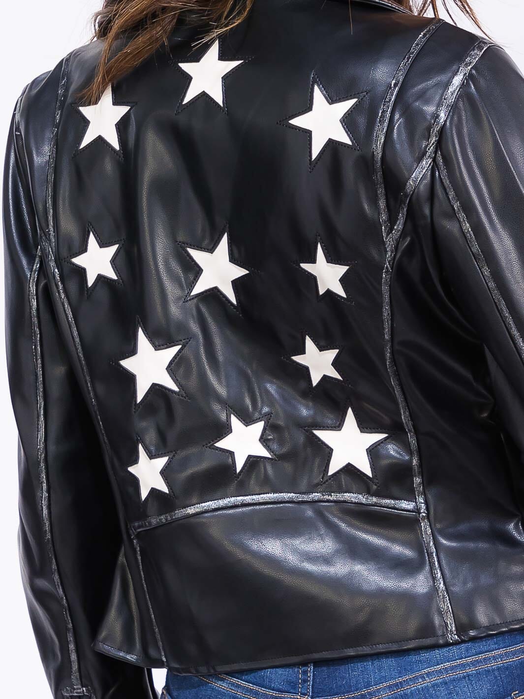 Edgy Star Pleather Jacket
