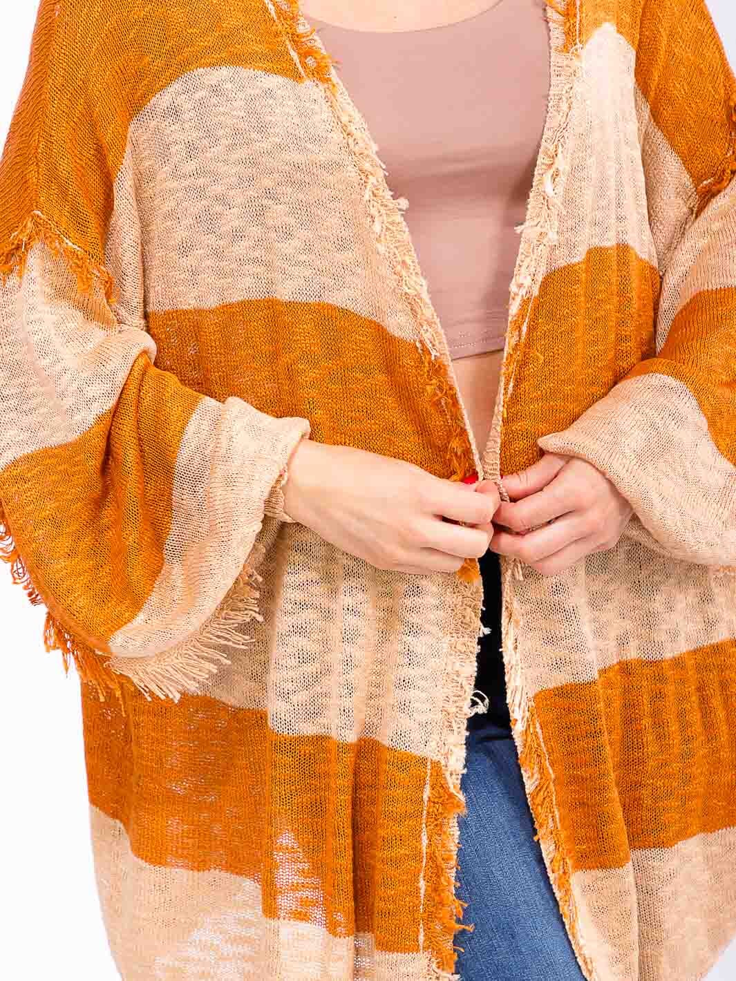 Colorblock Orange Cardigan