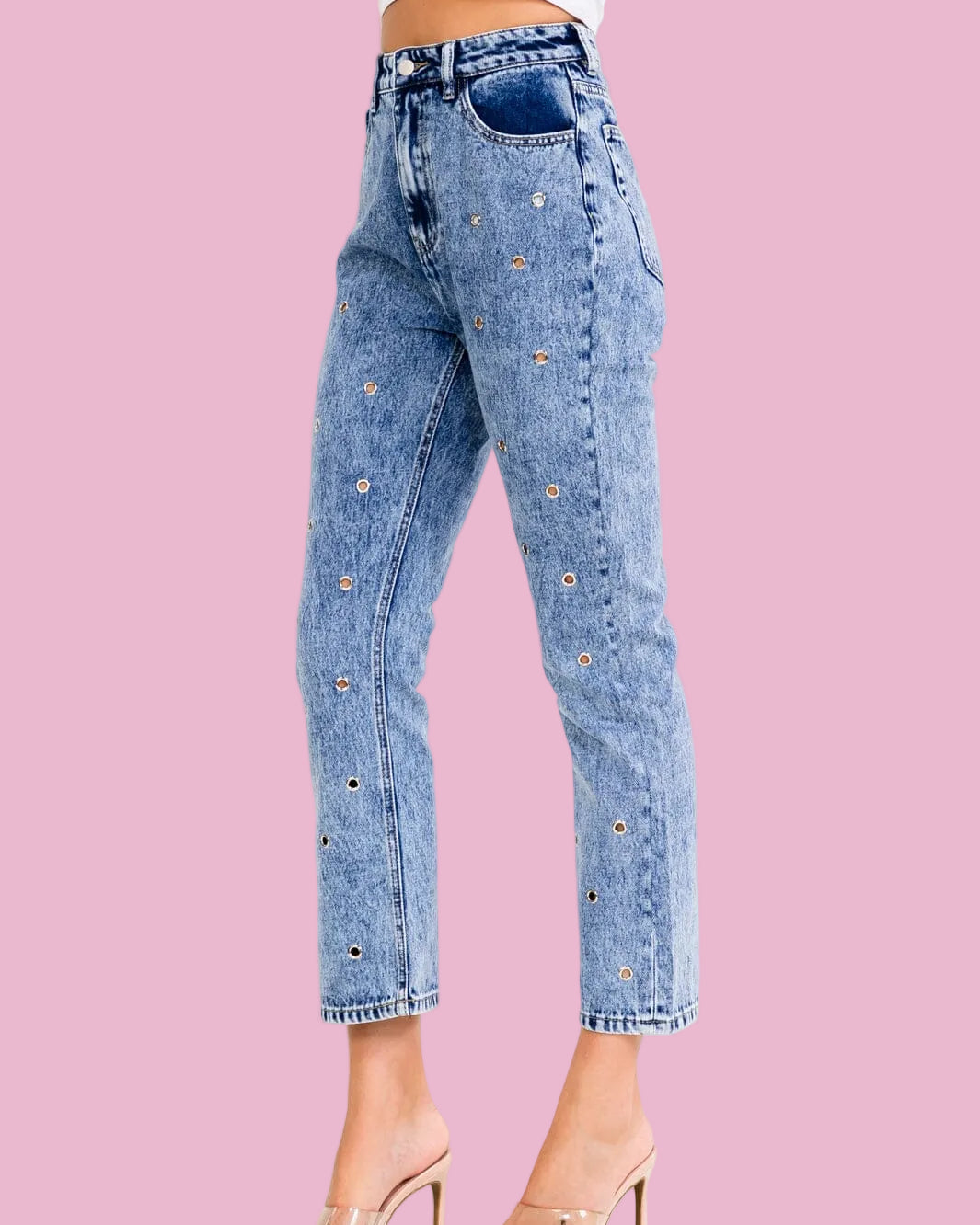 Grommet Boot Cut Jeans