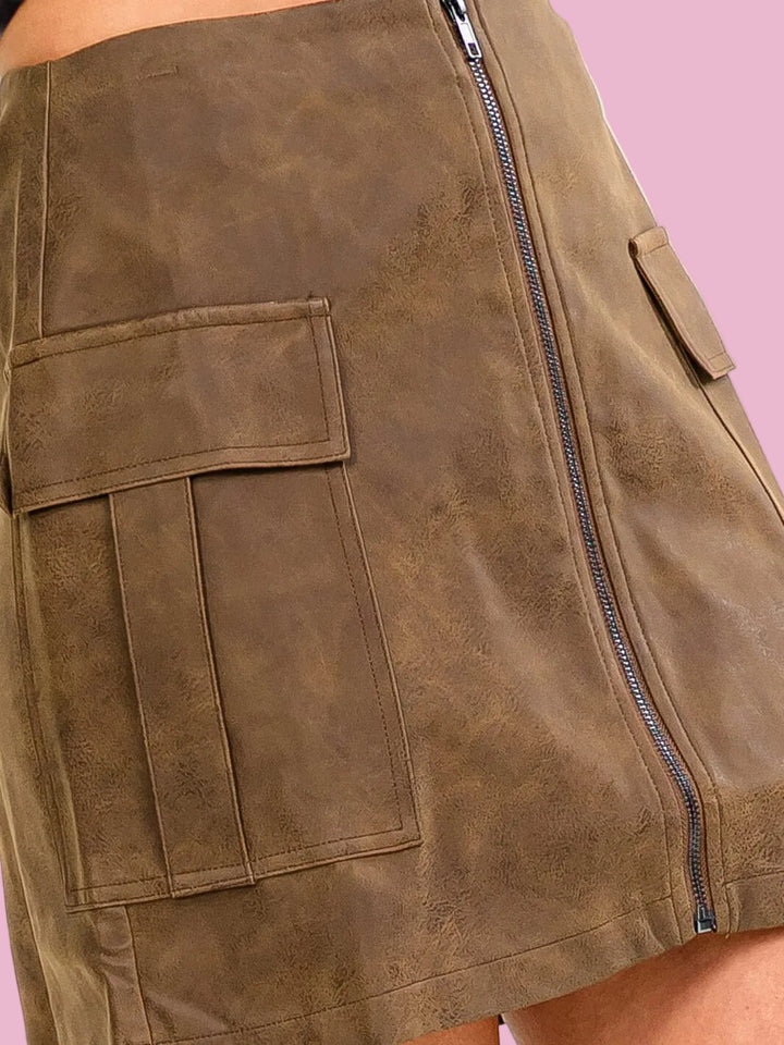Brown Cargo Skirt