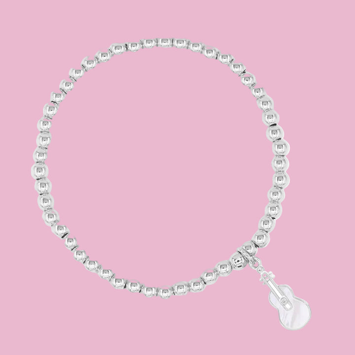 Silver Guitar Charm Bracelet