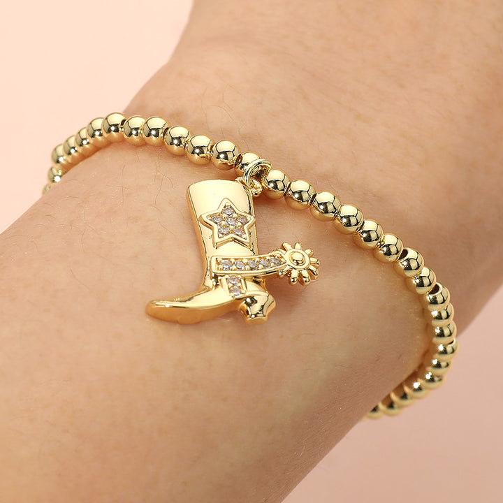 Gold Boot Beaded Bracelet