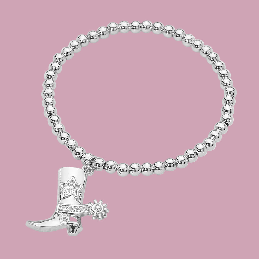 Silver Boot Beaded Bracelet