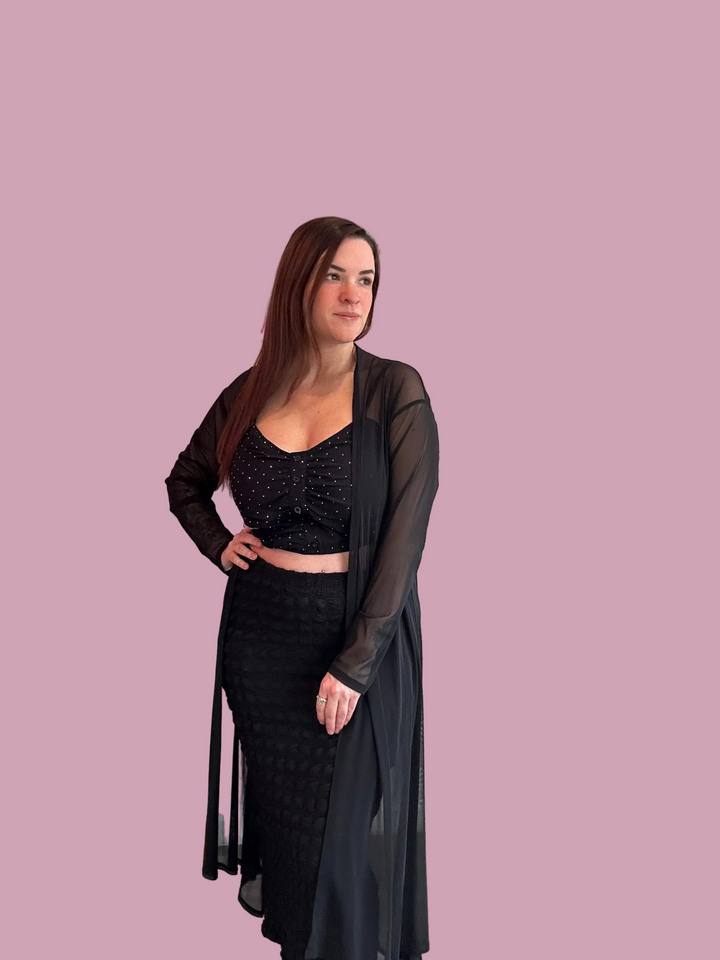 Black Bubble Midi Skirt