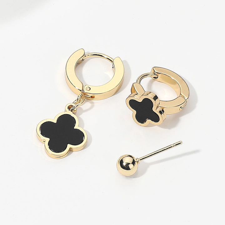 Quatrefoil Black Earring Trio