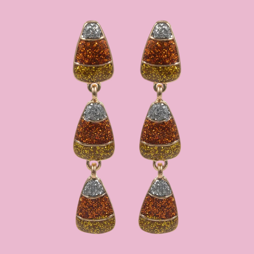 Glitter Candy Corn Earrings