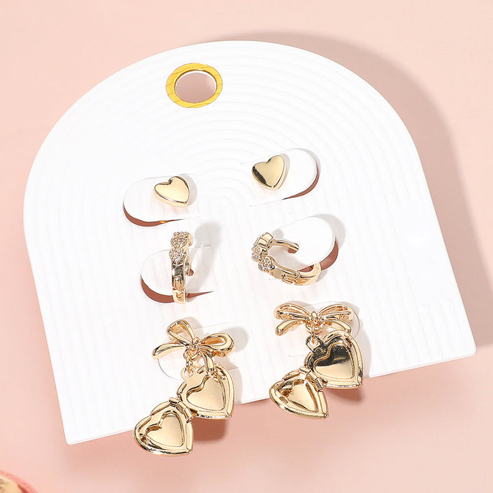 Gold Heart Earring Set
