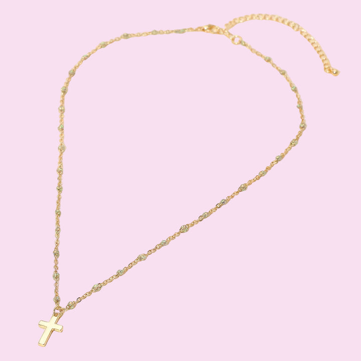 Crystal Beaded Cross Necklace
