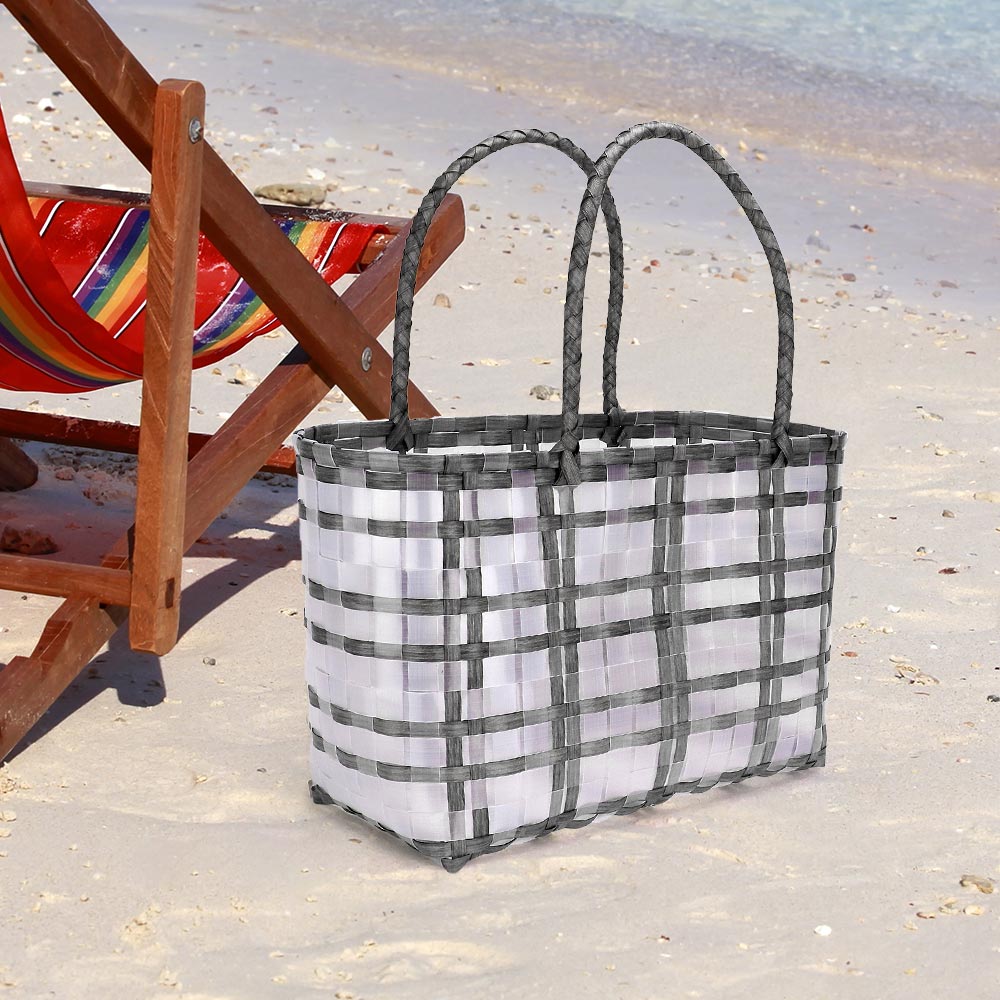 Clear Gray Weave Tote