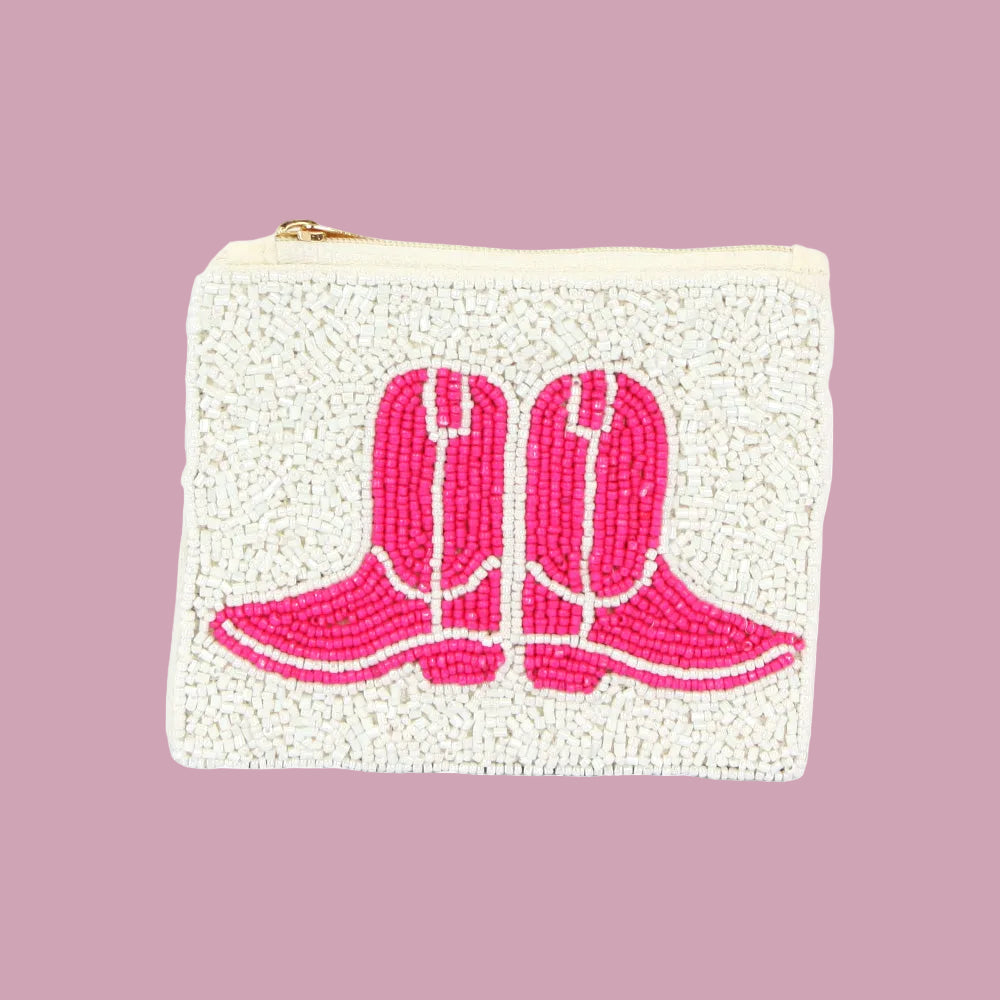 Boot Beaded Coin Pouch